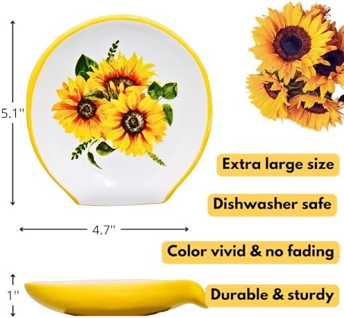 Sunflower Kitchen Decor - Sunflower Spoon Rest, Ceramic Spoon Rest for
