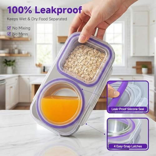 Stainless Steel Snack Containers with Lid, Reusable 2 Compartment