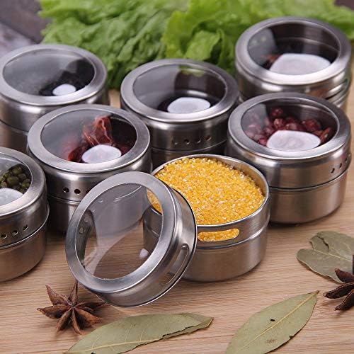 12 Powerful Magnetic Spice Tins- Stainless Steel Spice Storage