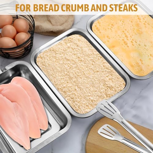 Mumufy Breading Trays Set of 3 Large Stainless Steel Breading Pans
