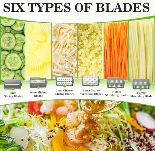 Electric Cheese Grater, 6 Replaceable Stainless Steel Blades, Black