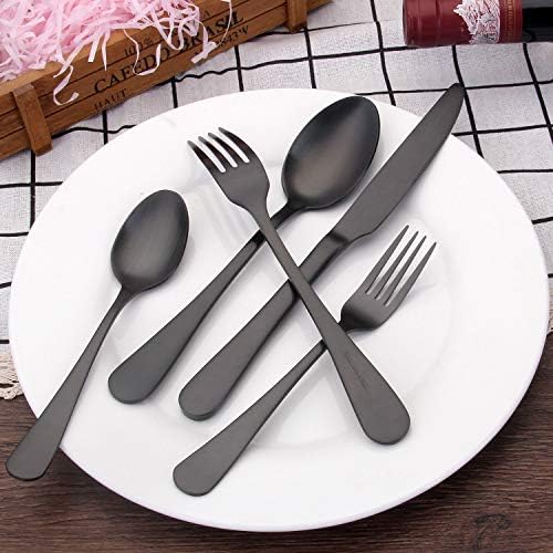 Matte Black Silverware Set, Satin Finish 20-Piece Stainless Steel