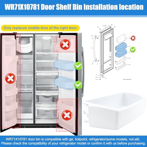 WR71X10781 Door Shelf Bin Compatible with ge, hotpoint Refrigerator