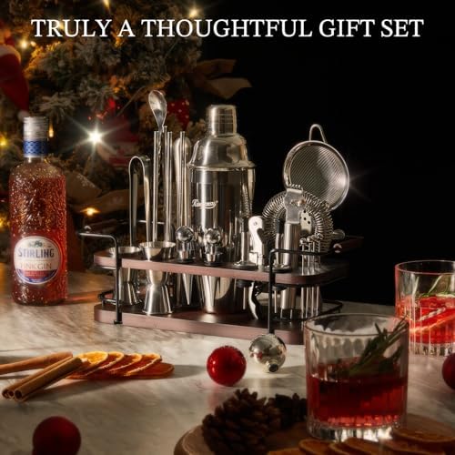 KITESSENSU Cocktail Shaker Set Bartender Kit with Stand | Complete