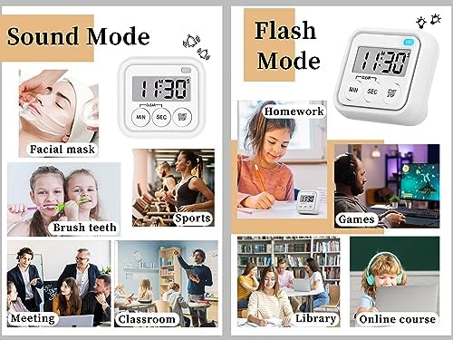 4 Pack Digital Magnetic Kitchen Timers, White