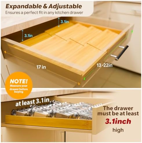 Simple Trending 4-Tier Expandable Bamboo Spice Drawer Organizer