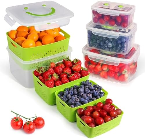 Fruit Storage Containers for Fridge, Set of 4