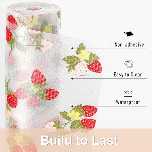 Cooyes Shelf Liner, Premium Waterproof EVA Mats, 11.8"x120" Strawberry