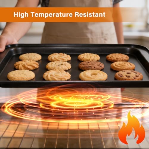 6-Piece Carbon Steel Bakeware Set, Nonstick Baking Pans with Cookie Sheet, Deep Roaster, Square Pan, Loaf Pan, Muffin Pan for Cooking,Baking Pans Set (black)