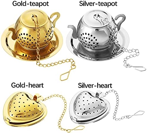 HomeSoGood 4 Pcs Tea Strainer Tea Ball with Chain&Drip Trays,3D