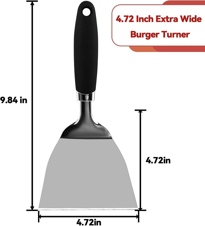 Professional Wide Turner 9.5 Inch Stainless Steel Spatula - Image 5