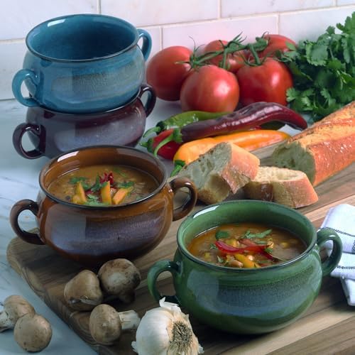Stoneware 24oz Reactive Glaze Soup Crocks Set of 4: Perfect for soups