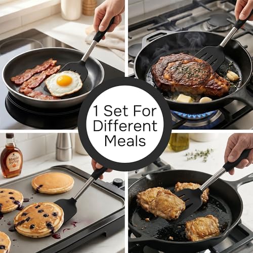 Silicone Spatula Set (2-Pc) - 600°F Heat Resistant, BPA-Free