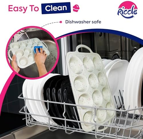 RICCLE Silicone Muffin Pans for Baking with Metal Reinforced Frame