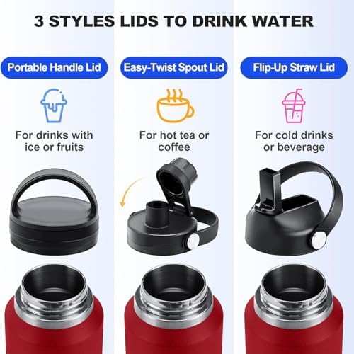 SENDESTAR 40oz Water Bottle Wide Mouth Stainless Steel Vacuum