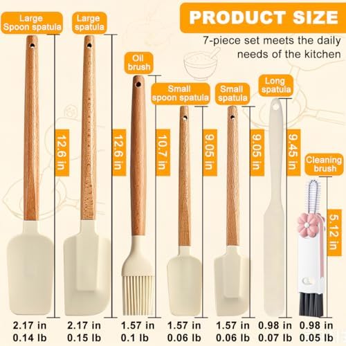 Silicone Spatula Set - 7 Piece Food Grade Rubber Spatula, Heat