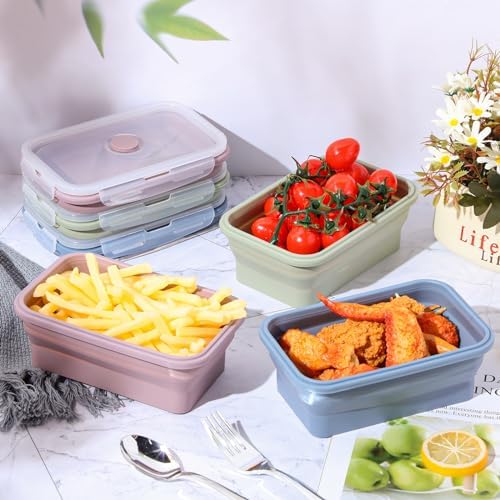 Mifoci 6 Pcs Collapsible Food Storage Containers with Lid, Morandi