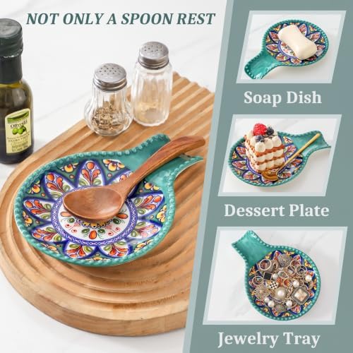 Spoon Rest for Stove Top, 7.7"Ceramic Spoon Holder for Countertop