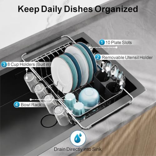 GSlife Stainless Steel Over-Sink Dish Drying Rack