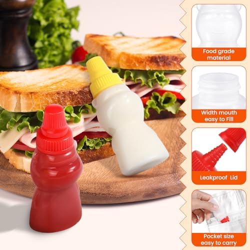 4 Pieces Mini Ketchup Bottle for Lunch Box, Lunch Box Accessories for