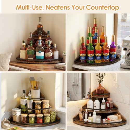 Nuovoware Liquor Bottle Display Corner Shelf, 3 Step Countertop Wine