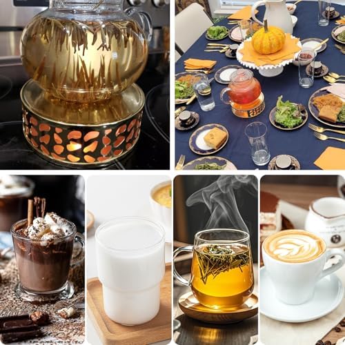 4 PCS 6 inch Round Teapot Warmer, Stainless Steel Teapot Warmer with