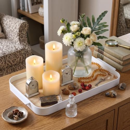 Wooden Tray with Iron Frame & Handles, 14 * 6.5 * 1.3 in Light Yellow