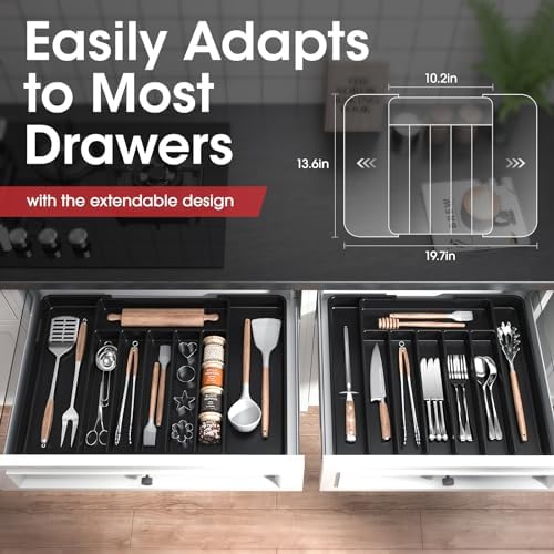 Aujen Adjustable Silverware Drawer Organizer