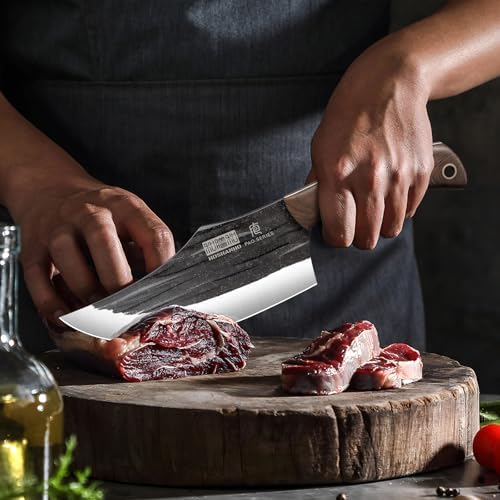 HOSHANHO 8PCS Butcher Kitchen Knife Set with Magnetic Block
