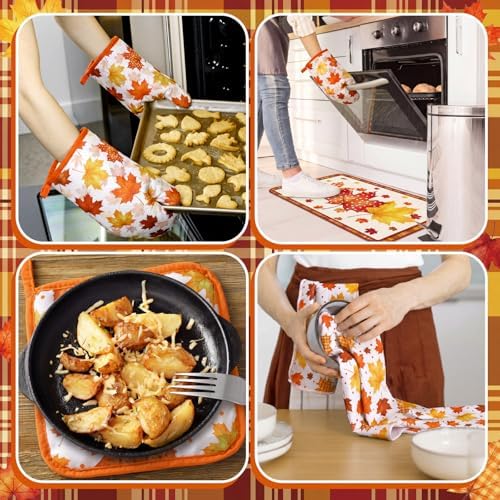 Bencailor 12 Pcs Fall Kitchen Decor Sets 6 Maple Leaves Kitchen Towels