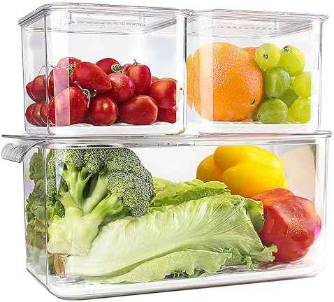 elabo Fridge Fruit Storage Containers, 3 Pack