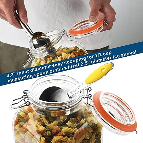 Huichuiero 1 Gallon Square Glass Storage Jars with Airtight Lids