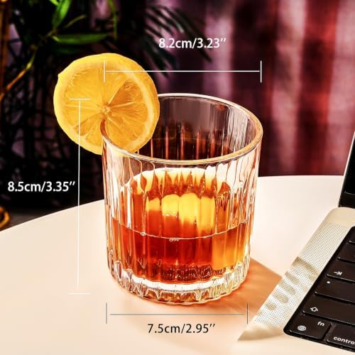 GLASKEY Whiskey Glasses Set of 4,Lead-Free Crystal Old Fashioned