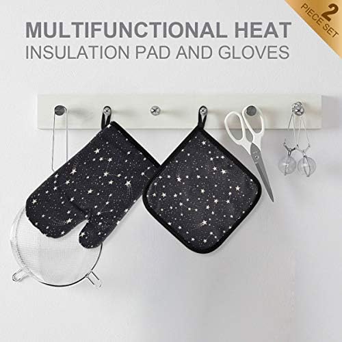 QMXO Galaxy Constellations Stars Oven Mitts Quilted Cotton Lining