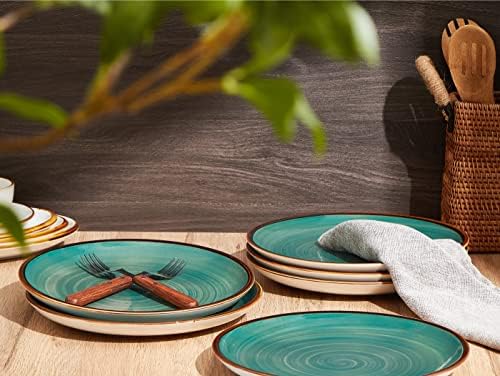 ONEMORE Ceramic Dinner Plates Set of 6, 10.5 Inch Porcelain Salad