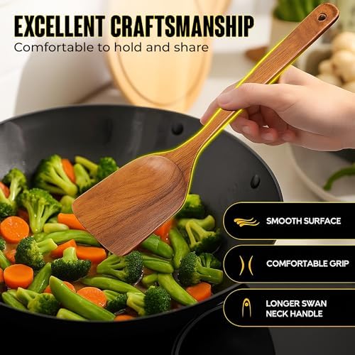 11-Piece Teak Wooden Utensil Set with Holder