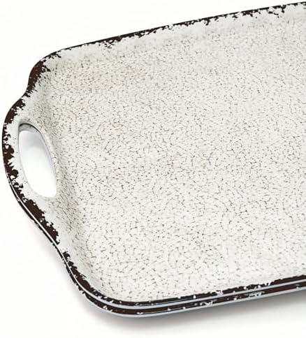 TP Melamine Serving Trays with Handles, 19" x 12", Set of 2, Rustic
