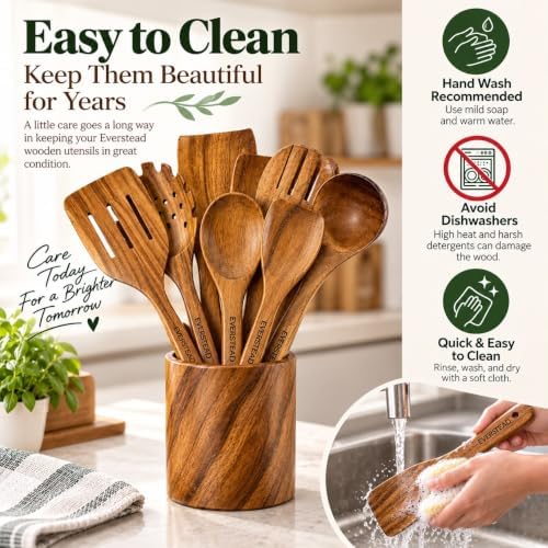 Everstead 8-Piece Teak Wood Kitchen Utensil Set