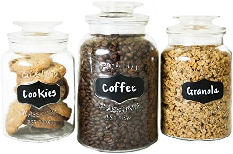Kitchen Round Clear Glass Airtight Lids Chalkboard Canister Jar