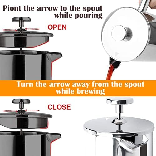 LANTE French Press Coffee Maker, 1.5L Double Insulated 304 Stainless