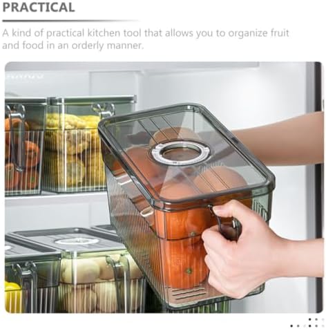 Green Refrigerator Produce Storage Container with Vented Lid Dial for