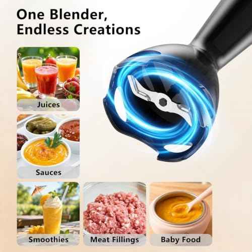 Immersion Blender Handheld, Electric Corded Hand Blender, 15000RPM