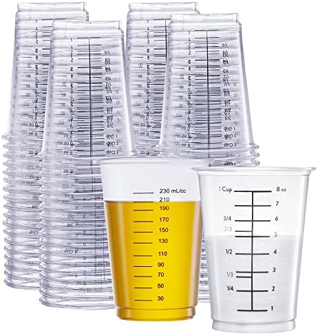 GUSTO 10 oz Clear Plastic Measuring Cups [50 Count] Disposable