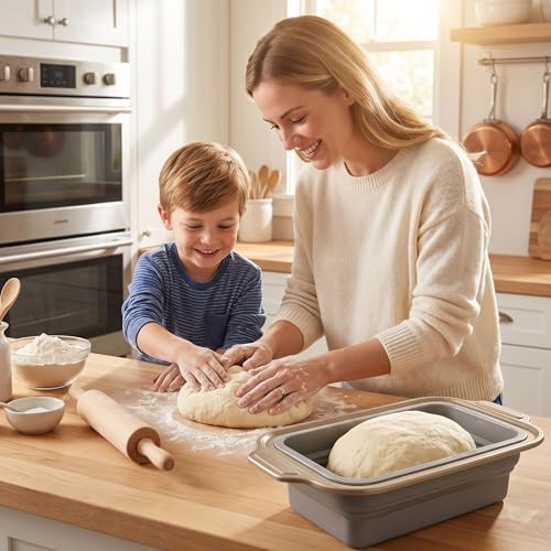 2-Pack Collapsible Silicone Bread Pans with Reinforced Rim & Oven