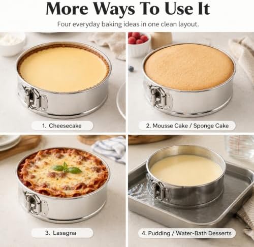 9 Inch Stainless Steel Springform Pan, Include Parchment Paper Liners