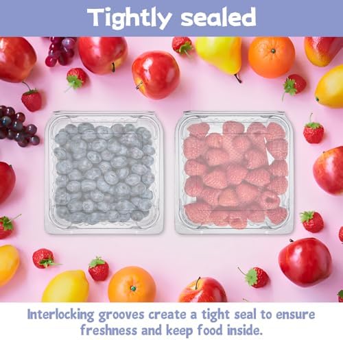 100PCS Berry Containers with Lids, Clear Plastic Vented Berry