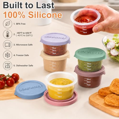 Silicone Salad Dressing Container To Go 1.6oz Condiment Containers