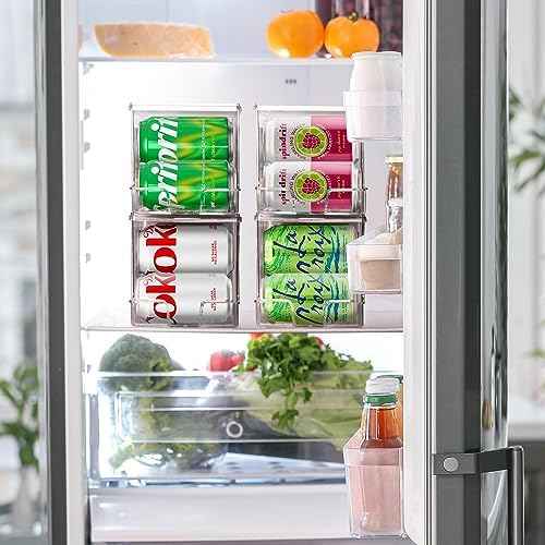 ClearSpace Soda Can Organizer Dispenser for Refrigerator, 12 Can, 4 Pack
