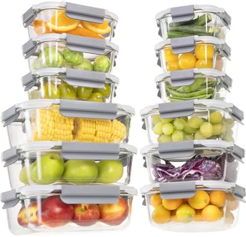 S SALIENT 24-Piece Glass Food Storage Containers with Lids