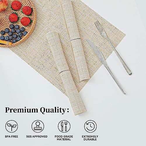Beige Placemats Set of 4 - Heat-Resistant, Non-Slip Table Mats